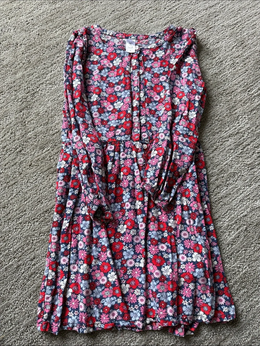 Carter's Red Pink Floral Long Sleeve Girls Dress